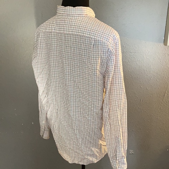 Nautica casual dress shirt red black blue checkered clean white button up - Picture 6 of 8